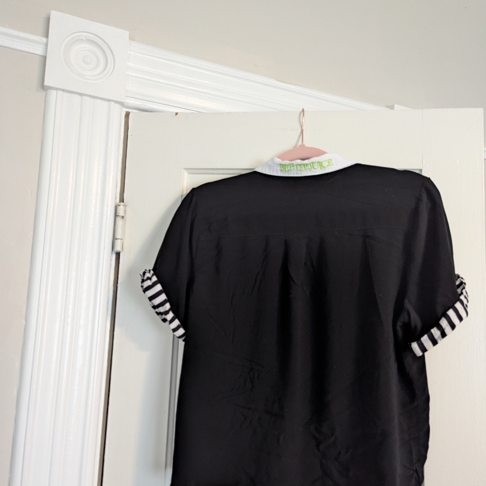 Beetlejuice Black and White Button Up Shirt - Picture 5 of 5